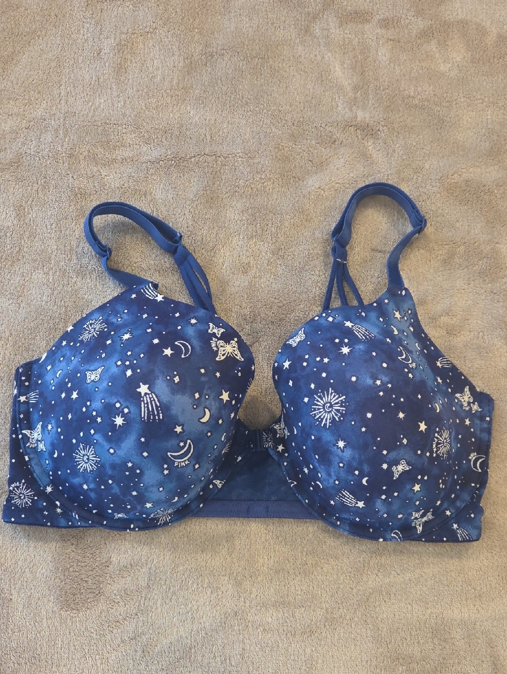 PINK Victoria's Secret Navy Blue Celestial Print T-Shirt Bra